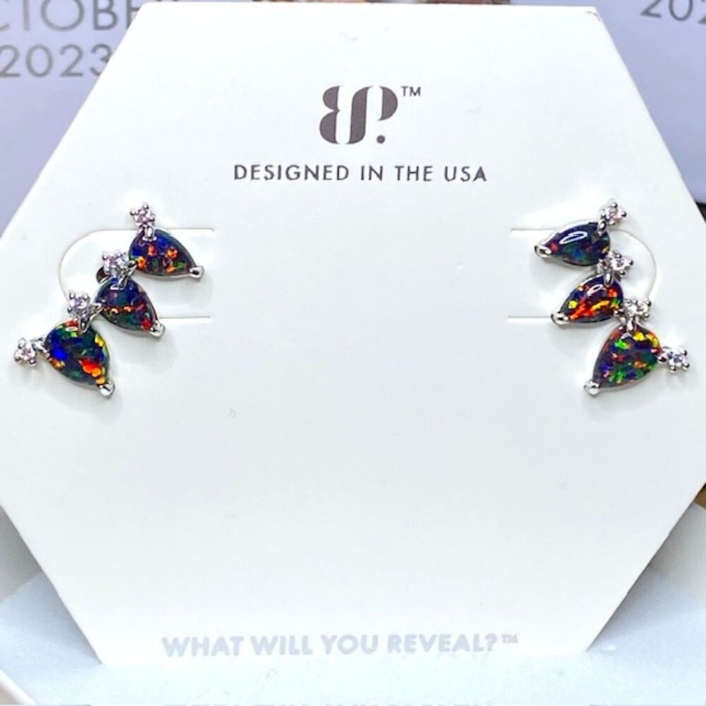 Black Fire Opal Crawler Earrings RBP6583 Happiness Found